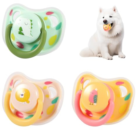 PEUTIER 3 Pezzi di Ciucci per Cani, Ciuccio in Silicone Calmante per Gattini Simpatico Giocattolo da Masticare Ciuccio per Cani Ciuccio per Cani per Cani di Piccola Taglia e Gatti (3 Colori)