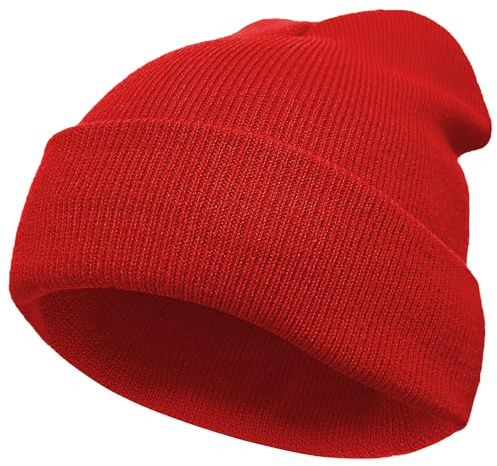 VIAUMBR Beanie Mütze Wintermütze Herren Damen Strickmütze Winter Mütze Beanie Hat Sportmütze Strick Bündchen Thermo Weich Atmungsaktiv Klassische Unisex V043 Rot