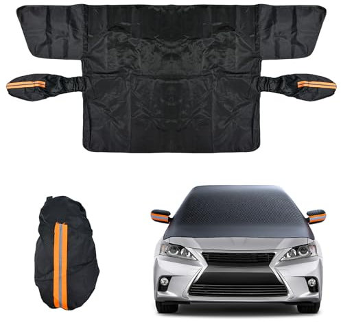 ADERTOS Protector de Parabrisas, Cubierta de Parabrisas con 6 Magnético, Protector Parabrisas Hielo, Funda Plegable Parabrisa Delantero con 1 Bolsa para Coche Protege de Hielo Nieve Viento (254*117cm)