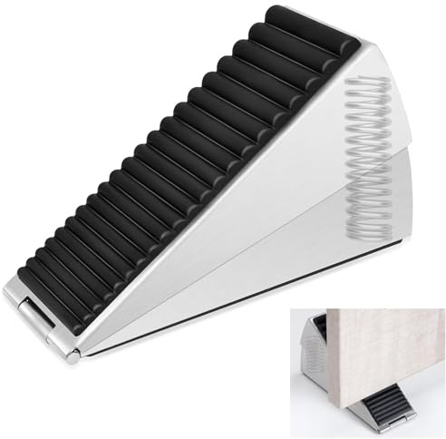 Yuiturt Door Stopper, Large Door Wedge, Heavy Duty Door Stop for Floor Non Slip, Adjustable Spring Loaded, Rubber Door Stop Wedge for Indoors and Outdoors, Wall Protector for Keep Door Open (3 Inch)