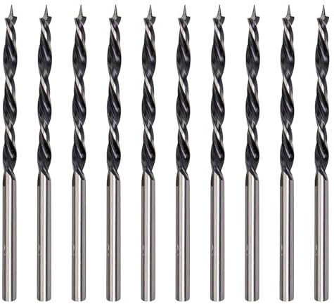 Watlikeup 10 PCS 3mm Brad Point Drill Bits, Carbon Steel, Wood, Plastic, Rubber & Polyurethane Drill Bits