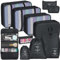 Coolzon Packing Cubes, Koffer Organizer Set mit 11 für Reise Wasserdicht Handgepäck Wäschesack Organizer für Schuhbeutel, Schwarz