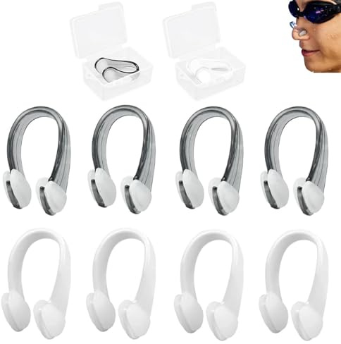 ClcIosis 10 pinzas nasales para nadar para niños, ayuda para respirar, pinza nasal adecuada para niños, resistente al agua, cómoda, segura para entrenamiento de natación, viajes de baño, diversión en