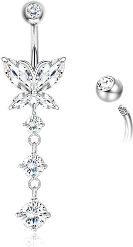AceFun Piercing nombril sterling argent 925,véritable S925 12mm ronde claire ventre piercing 14G bananabells nombril piercing anneaux bijoux pour femmes son