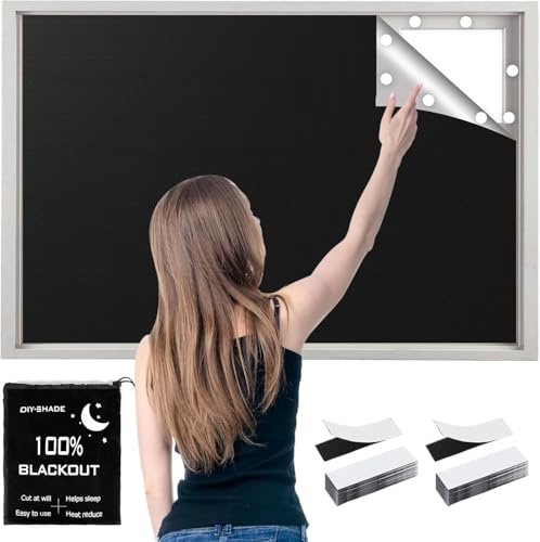Estores Opacos sin Taladrar, 400 x 148cm 100% Cortinas Opacas Adhesivas Portátiles con Cierre Adhesivo, cortables a Cualquier tamaño