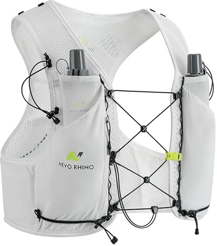 Running Hydration Vest for Women Men, Lightweight Water Vest with 2 TPU 250ML Soft Flask, Adjustable Chest Straps Hydration Backpack for Shorter Runs