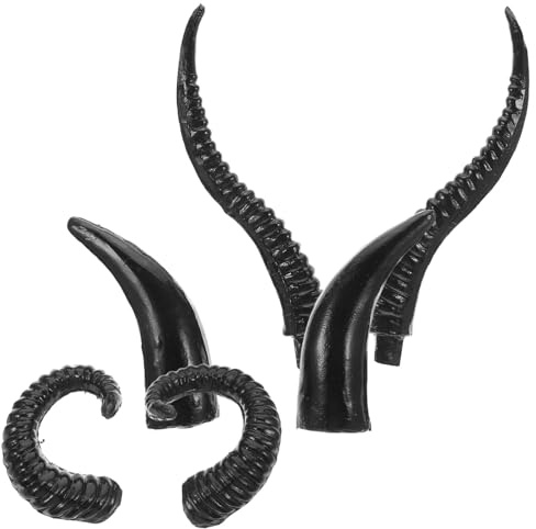SOLUSTRE 3 Par Simulerade djurhorn fau horndekorationer ramshorn cosplay antilophorn Konstgjorda oxhorn cosplay fårhorn DIY Faux Horns falska horn falska fårhorn kostym Svart