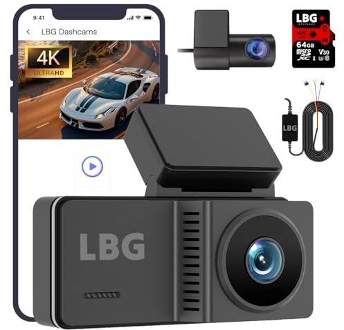 Dashcam Avant Arrière 4K+2K – Grand Écran 3.4 – Mode Parking 24/7 avec Kit Câblage Inclus – Vidéo Claire Jour & Nuit | LBG A4 avec Carte 64Go