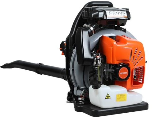 Soffiatore di foglie posteriori benzina 65cc motore a 2 tempi potente con flusso d'aria 700 CFM e velocità vento 200 MPH, per uso in giardino, vialetti, pulizia arancia