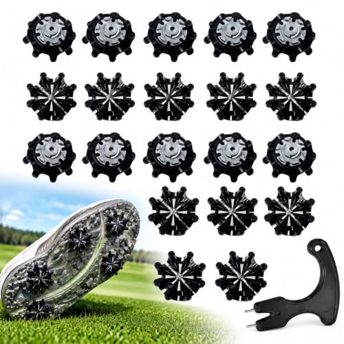 20 PCS Golf Shoe Spikes with Wrench, Replacement Golf Cleats for Enhanced Grip, Easy Install and Removal, Anti-slip golf spikes, Durable and Portable Golf Shoe Studs for Daily Course Use