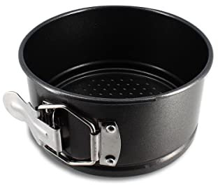 MENASTYL - Moule à charnière 14cm - 6020757, Idéal gâteaux ronds démoulage facile avec fond amovible - moule démontable en acier carbone antiadhésif noir