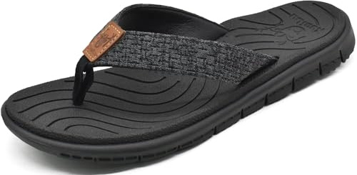 KuaiLu Casual Flip Flops for Women Comfortable Yoga Mat Arch Support Cushion Leather Slides Summer Beach Pool Outfits Flats Walking Thong Sandals Slip on Travel Essentials Orthotic Shoes Black Size 8