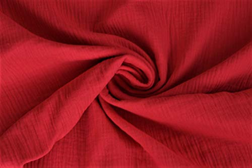 Baumwolle Musselin/Double Gauze Sabbertuch/Spucktuch Uni divers. Farben - 0,5 Meter - 130 cm Breit (015 Rot)