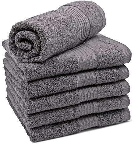 ZOLLNER 6er Set Handtücher aus 100% Baumwolle, 550 g/qm, ca. 50x100 cm, grau