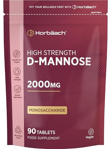 D-Mannose Tablets 2000mg | 90 Vegan Tablets | High Strength D Mannose Powder Supplement for Men and Women | by Horbaach