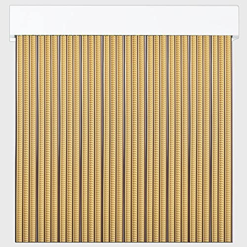 Tende spaghetti anti insetti | Tenda a fili di plastica in PVC ed asta in alluminio | Perfetta per porte esterne ed interne | Beige-marrone | 210 * 120