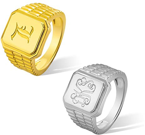 Quadratischer Siegelring aus Sterlingsilber für Männer und Frauen, individueller Initialenring, personalisierbar, Monogramm, Siegelringe, Geburtstagsschmuck, Geschenke für Vater, Männer,