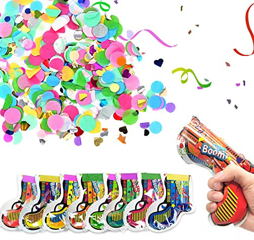 RoserRose 12 x Party Popper, konfettikanone Set, bis 6 m Effekthöhe, Konfetti Shooter, Konfetti Bombe für Geburtstage, Party, Silverster und Hochzeiten, Karneval
