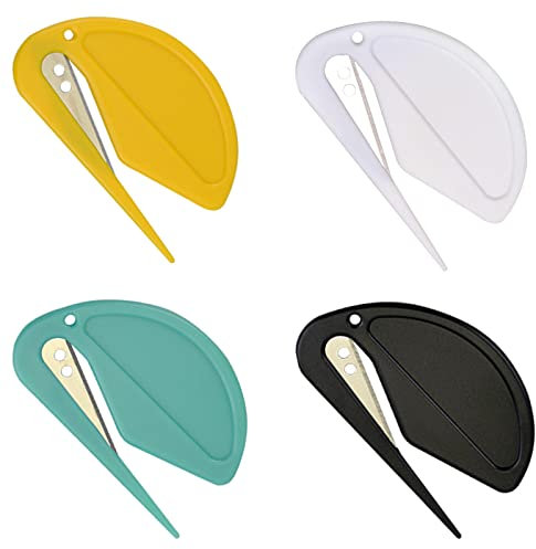 YUTOU 4 Stück Brieföffner Kunststoffgriff Briefumschlagöffner Umschlagschneider Folienschneider Schneidemaschine mit Metall Klinge und Kunststoff Griff für Umschlag Paket Decoupage(4 Farben)