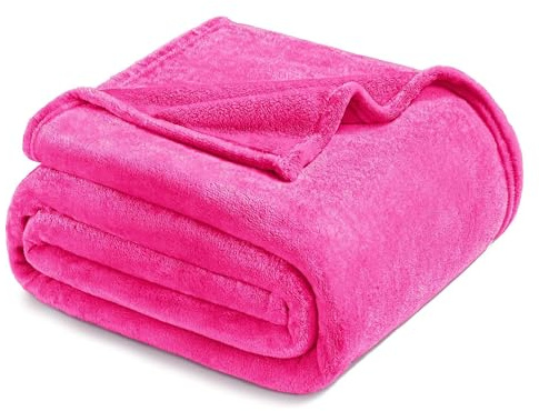 Exclusivo Mezcla Large Soft Fleece Twin Size Blanket for Bed, Hot Pink | 230x168 CM, Double-Sided Brushed Flannel Bed Blanket, Lightweight Plush Cozy Bed Throw for Bedroom, Machine Washable