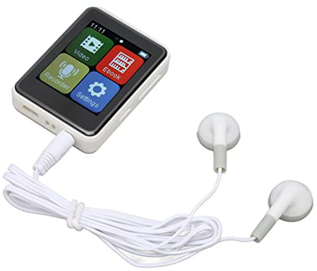 MP3-spelare, MP4-spelare med Bluetooth 5.0, 1,8 Full Pekskärm, Bärbar Musikspelare med Högtalare, HiFi-ljudkvalitet, E-bok, Radio (Vit)