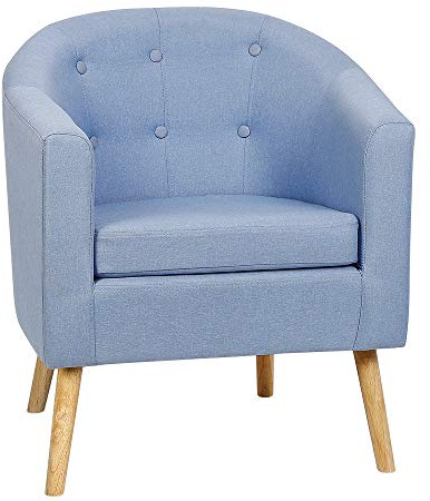 OHMG Petit Fauteuil Scandinave Crapaud,Fauteuil Crapaud en Tissu de Lin,Fauteuil de Salon avec Accoudoirs et Dossier, Petit Canapé Rembourrée Épaisse 1 Personne