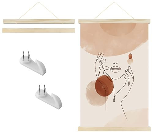 2 Stück Posterhänger A2 Posterleiste, Magnetisch Posterschiene Posterleisten 41CM, Magnet Magnetische Holz Poster Posterrahmen Bilderleiste Posterhänger für Poster, Bilderrahmen Kunstwerk, Fotos