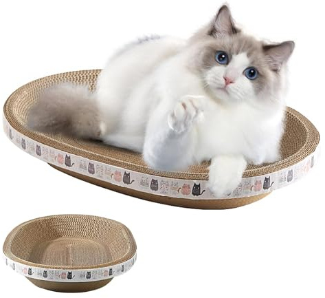 Planche À Gratter pour Chats, Griffoir Chat Carton, Grattoir À Chat Ovale Haute Densité pour Griffoi Et Meubles, Grattoir Chat, Griffoir en Carton Ovale Ondulé pour Chats D'intérieur Jouer Et