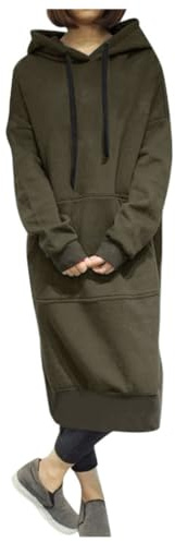 Sweatklänning dam långärmad oversized: Sweatshirt jacka dam med huva lång – huvtröja rock med fickor och huva casual hoodie-klänning pullover varma långa toppar höst sweatjacka jumper tröja klänningar