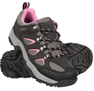 Mountain Warehouse Adventurer Womens Waterproof Walking Shoes - Synthetic & Mesh Upper Shoes with Cushioned Footbed & Deep Lugs - Autumn Winter, Hiking & Outdoors Black Adult Shoe Size 6