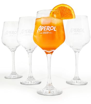 Copas Aperol Spritz ∣ Set de 4 ∣ Diseño moderno para copas de cóctel ∣ Ideal como set de regalo Aperol Spritz ∣ Regalo Aperol ∣ Set de copas para beber