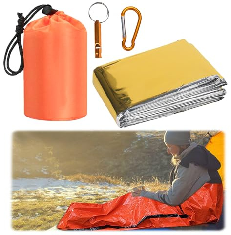 YYTECH Emergency Sleeping Bag, Rescue Blanket, Rescue Film, Gold, 210 x 160 cm, Survival Sleeping Bag, Bivouac Bag, Waterproof, Portable Emergency Blanket, Cold Protection, Rescue Tent for Camping,