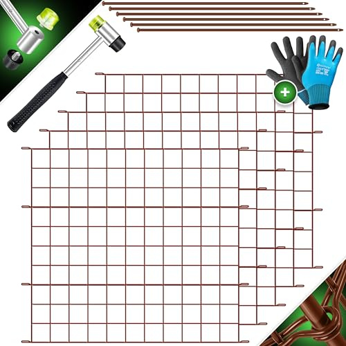 KESSER Set completo di 5 recinzioni da giardino con guanti, 1 martello + 6 barre di fissaggio, recinzione, set di recinzioni per animali domestici