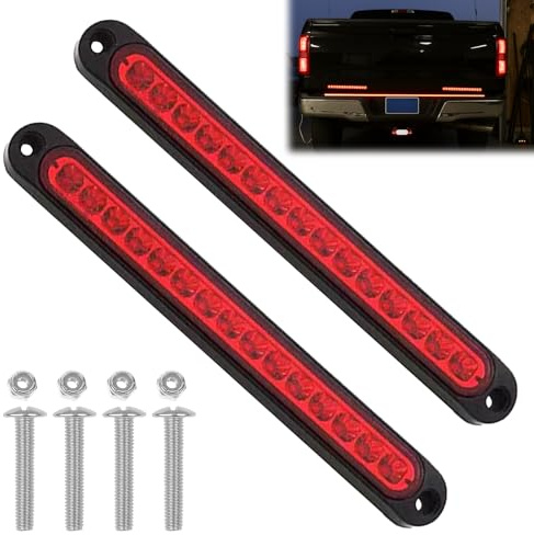 Menibeuty 2 Pcs 12-24 V Feu Remorque LED, Barre de Feux Arrière Rouge Clignotant lumière d'identification, Lampe Feux de Freinage pour Remorque Camion Lourd Camping-Car Motocyclette Voiture