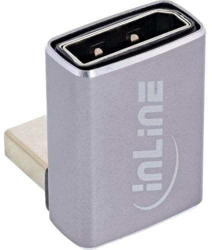 InLine DisplayPort 1,4 adapter, 90° vinklad nertill, DP kontakt till hona, 8K-kompatibel, 17291F