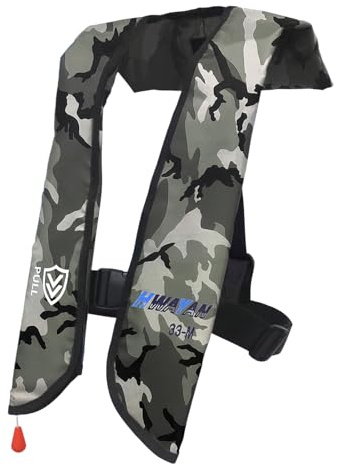 HWAYAN Manual Inflatable Life Jacket| Inflatable PFD Vest Adult| Life Vest for Adults| Outdoor Water Sports| Supports up to 330 lbs|33g of Carbon Dioxide Cylinder (White Camouflage 609)