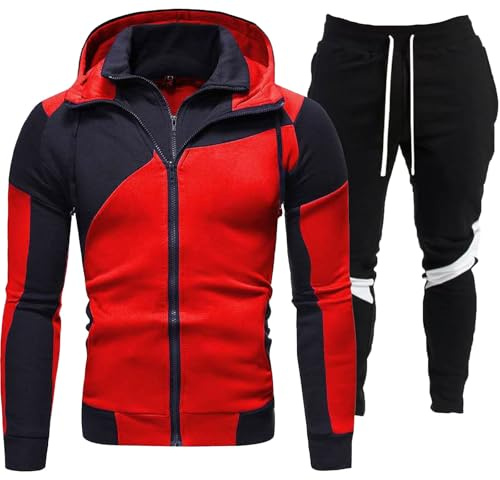 Sportswear Costume pour homme Hiver Automne Sport Patchwork Veste à capuche Pantalon Ensemble Tenue décontractée pour hommes Confortable Élégant Tenue de sport Tenue brillante