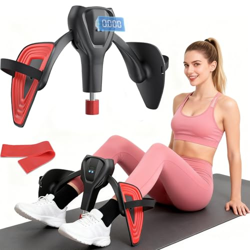 HELISAN 2026 Upgraded Thigh Master, 45KG/100lbs Adjustable Pelvic Floor Exercise Devices for Women Men, Kegel Pelvic Floor Trainer Smart Counter, Thigh Clip Trainer with Leg Straps & Resistance Band