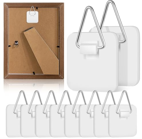 NUOBESTY Lot de 10 Crochets Adhésifs Muraux en Plastique Blanc Porte-Assiette et Crochets pour Tableaux Cuisine Fixation sans Perçage Support Décoratif Polyvalent pour Maison et Salle