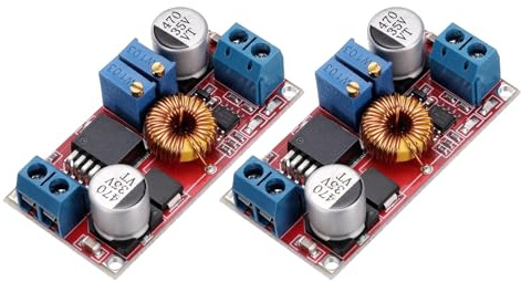 sourcing map 2Pcs Buck Converter Voltage Regulator 5-32V to 1.25V-30V 5A Constant Voltage Current Step Down Power Module for Power Adjustment Power Transformers, Red, Horizontal