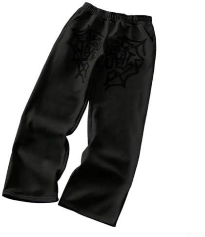 Herrbyxor lösa raka oregelbundna tryck streetwear | Löst snitt, raka ben, oregelbundet tryck, perfekt för streetwear, Y2K trend