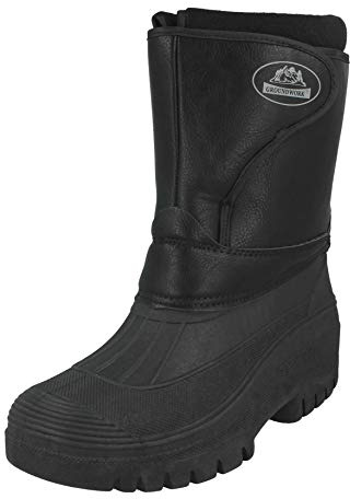 Groundwork Mens Ladies Unisex Black Horse Riding Yard Water Resistant Stable Walking Rain Snow Winter Ski Wellies Wellington Warm Farm Mucker Boots UK 4-12 (UK 12, Black)