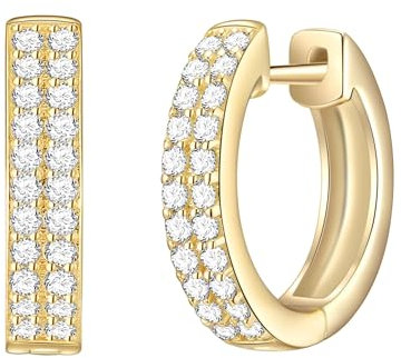 Rafaela Donata Damen Creolen aus 925/- Sterling Silber gelbvergoldet mit Zirkonia weiß - Silbercreolen Gelbgold Klappcreolen klassisch