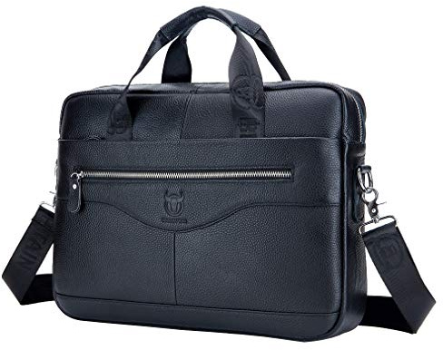 Xieben Leather Shoulder Messenger Bag Briefcase for Men Women Travel Outdoor Business Office Hangbag Laptop Pack Crossbody Sling Pouch Daypack Black