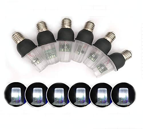 6Pcs Strobe LED Bar KTV 4W E26 E27 White light source Stroboscopic Outdoor Flashing Stars Christmas Decor Fairy Garlands String Bulbs Replacement (White lights)