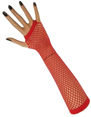 krautwear® Dam fingerlösa näthandskar handvärmare handskar långa, röd, En Storlek