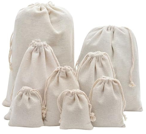 HERZWILD 25stk säckchen 9 * 12cm Kleine Beutel mit Kordelzug baumwollsäckchen geschenksäckchen Jutebeutel für Hochzeit Party (9 * 12cm)