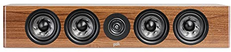 Polk Audio Reserve Series R350 Slim Center Channel Loudspeaker, Doubles as Left/Right Surround Speaker 1 Pinnacle Ring Tweeter & Four 4 Turbine Cone Woofers Dolby Atmos & IMAX Enhanced Walnut Brown