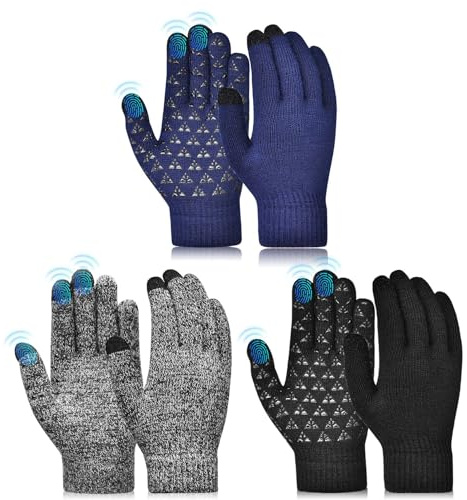 AOPOW Kids Gloves Boys Winter Mittens - Magic Stretchy Touchscreen Girls Thermal Knitted Cotton Glove for 4-6 Years Old Children Warm Riding Cycling Bike Outdoors Sports / 3 Pairs S