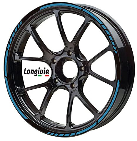 Longivia® Pegatinas Llantas Moto de 15 a 19 Pulgadas Kit Completo Color Azul para 2 Llantas Adesivos para Moto Coche Tuning o Bicicleta Cinta Adhesiva Reflectante Accesorios Motocicleta Vinilo